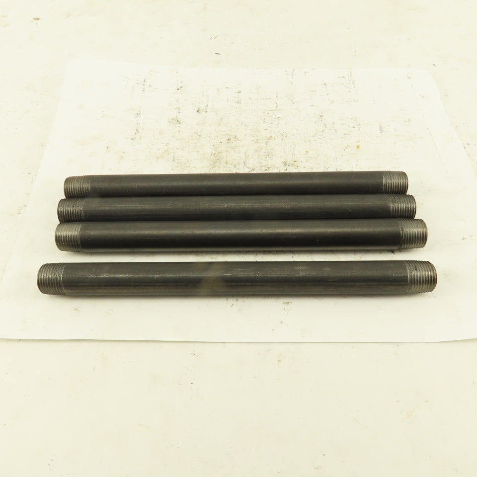 3/8" x 8" Schedule 40 Steel Welded Black Pipe Nipple Lot of 4