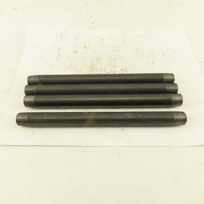 3/8" x 8" Schedule 40 Steel Welded Black Pipe Nipple Lot of 4