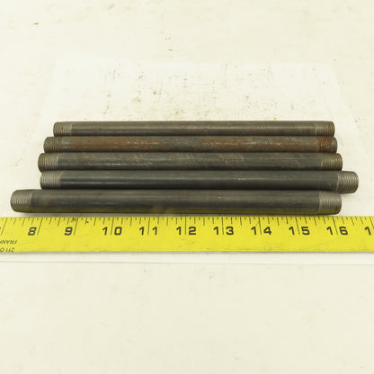 3/8" x 9" Schedule 40 Steel Welded Black Pipe Nipple Lot of 5
