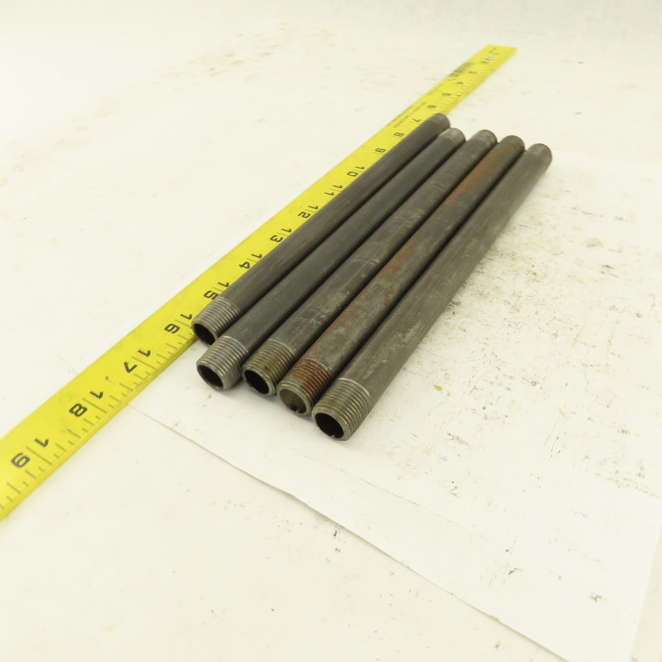 3/8" x 9" Schedule 40 Steel Welded Black Pipe Nipple Lot of 5