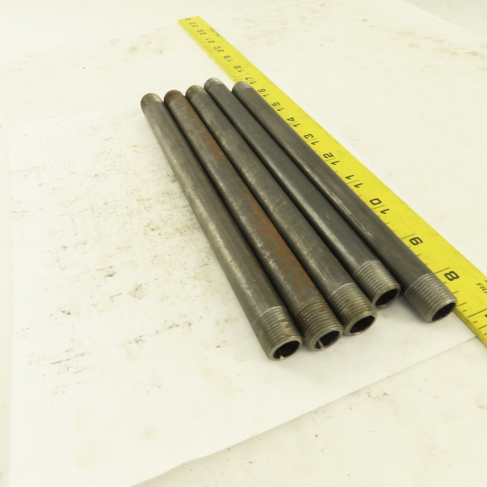 3/8" x 9" Schedule 40 Steel Welded Black Pipe Nipple Lot of 5