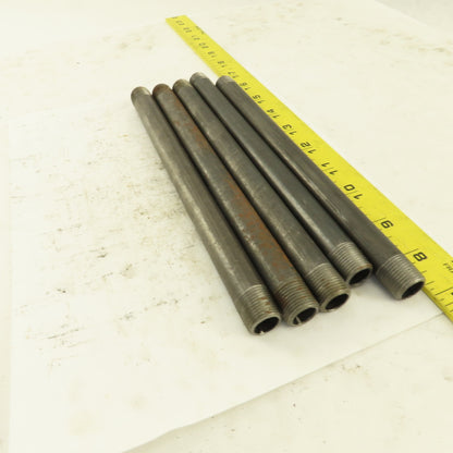 3/8" x 9" Schedule 40 Steel Welded Black Pipe Nipple Lot of 5