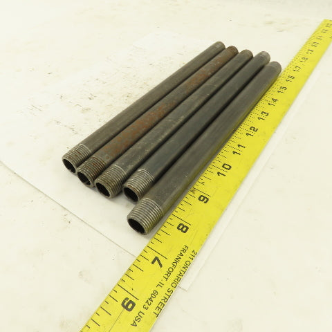 3/8" x 9" Schedule 40 Steel Welded Black Pipe Nipple Lot of 5