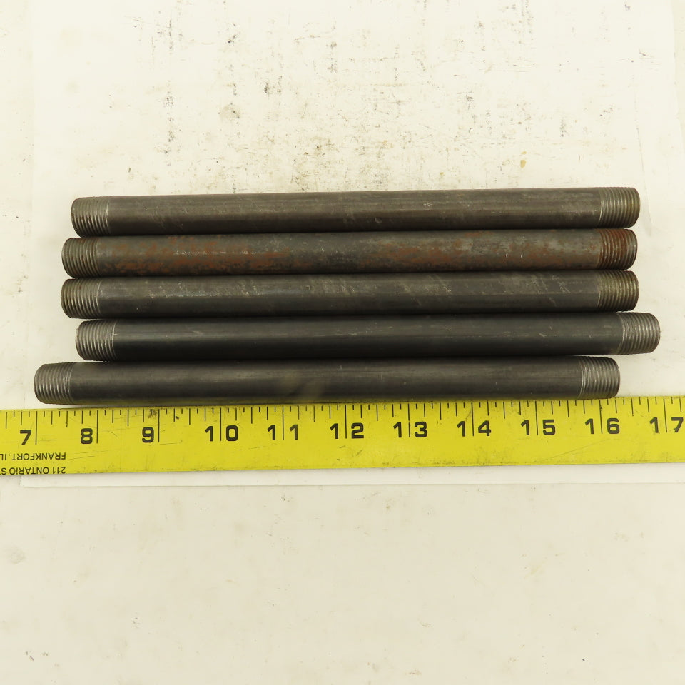 3/8" x 9" Schedule 40 Steel Welded Black Pipe Nipple Lot of 5