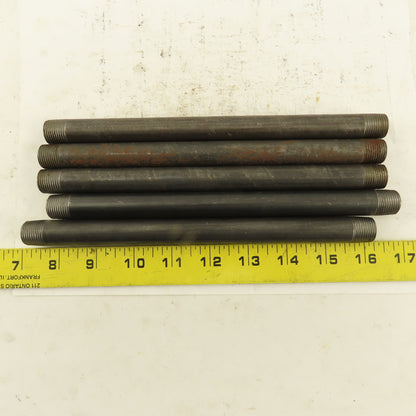 3/8" x 9" Schedule 40 Steel Welded Black Pipe Nipple Lot of 5