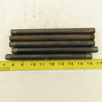 3/8" x 9" Schedule 40 Steel Welded Black Pipe Nipple Lot of 5