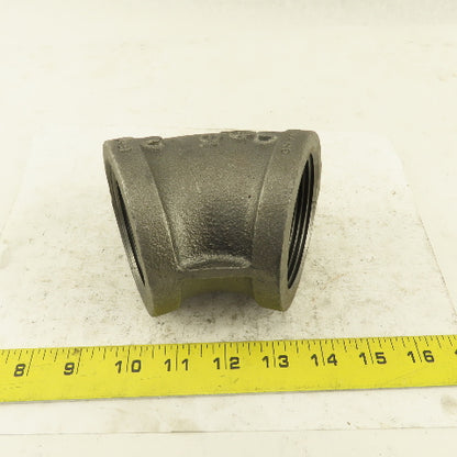 2-1/2" NPT Class 150 Malleable Iron 45° Elbow Black Pipe Fitting