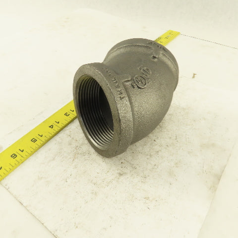 2-1/2" NPT Class 150 Malleable Iron 45° Elbow Black Pipe Fitting