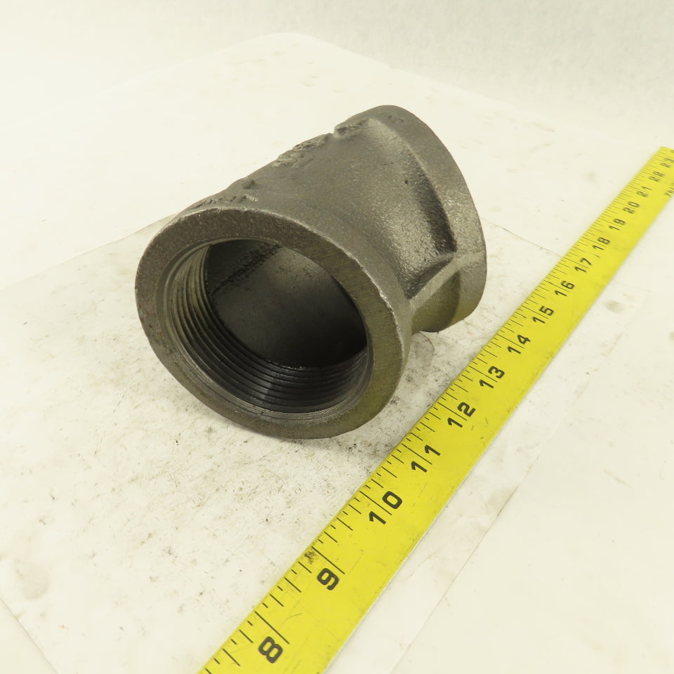 2-1/2" NPT Class 150 Malleable Iron 45° Elbow Black Pipe Fitting