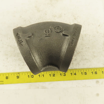 2-1/2" NPT Class 150 Malleable Iron 45° Elbow Black Pipe Fitting