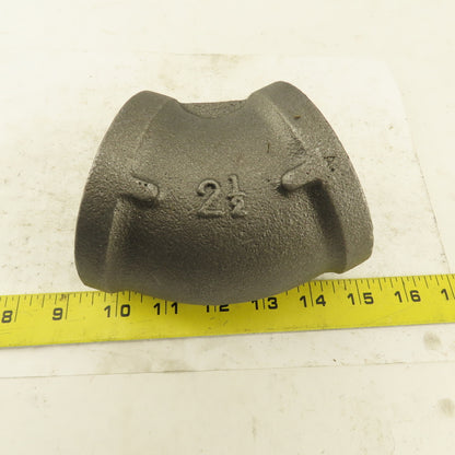2-1/2" NPT Class 150 Malleable Iron 45° Elbow Black Pipe Fitting