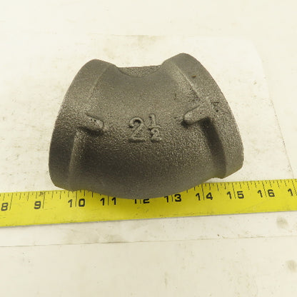 2-1/2" NPT Class 150 Malleable Iron 45° Elbow Black Pipe Fitting