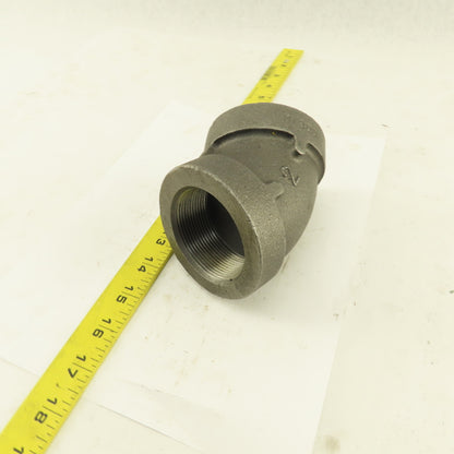 2" NPT Class 300 Malleable Iron 45° Elbow Black Pipe Fitting