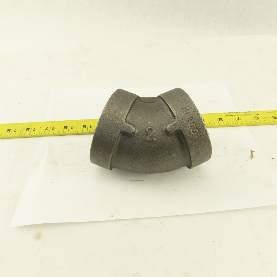 2" NPT Class 300 Malleable Iron 45° Elbow Black Pipe Fitting