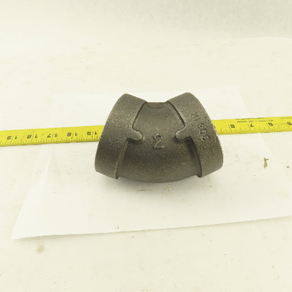 2" NPT Class 300 Malleable Iron 45° Elbow Black Pipe Fitting