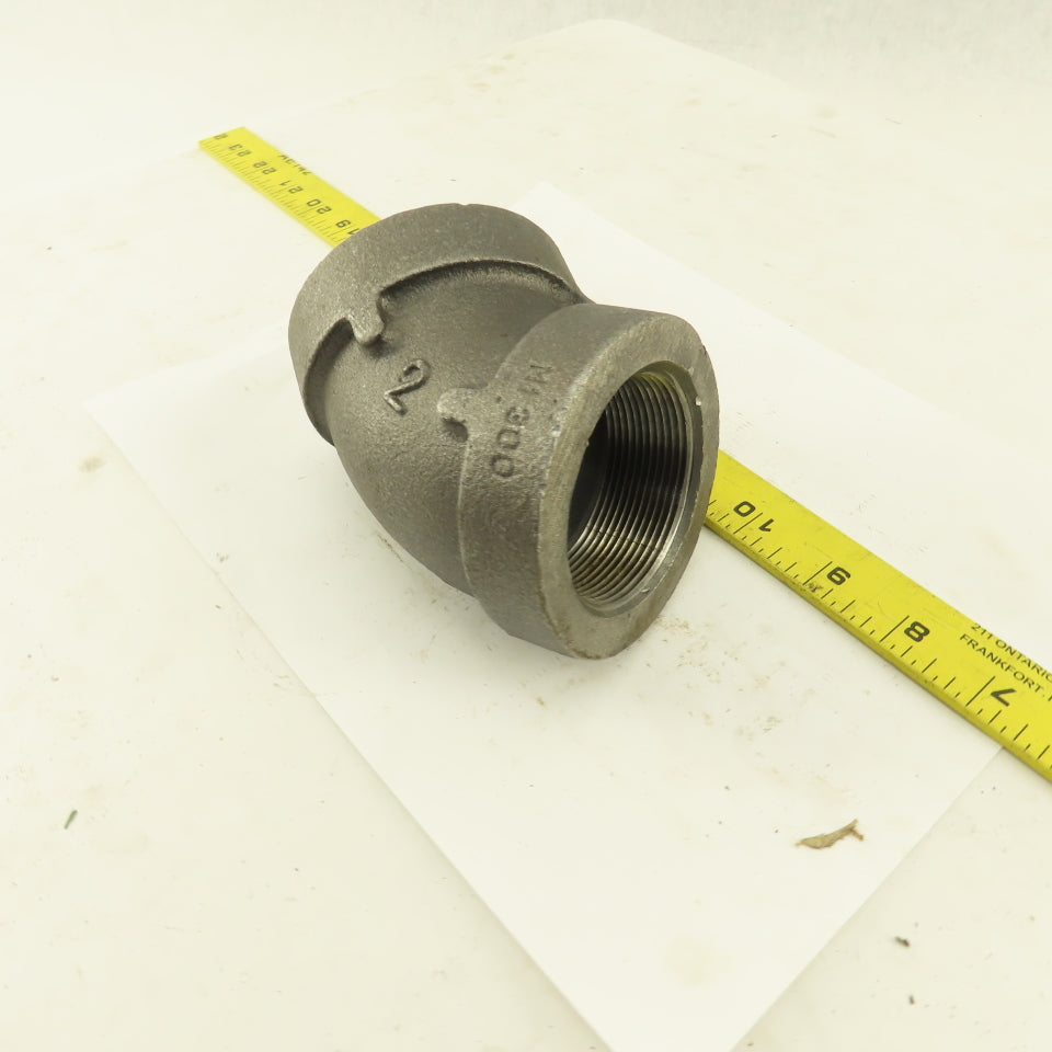 2" NPT Class 300 Malleable Iron 45° Elbow Black Pipe Fitting