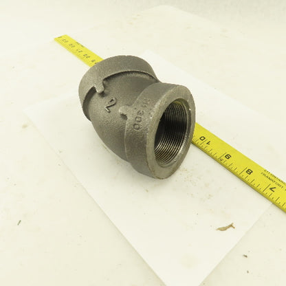 2" NPT Class 300 Malleable Iron 45° Elbow Black Pipe Fitting
