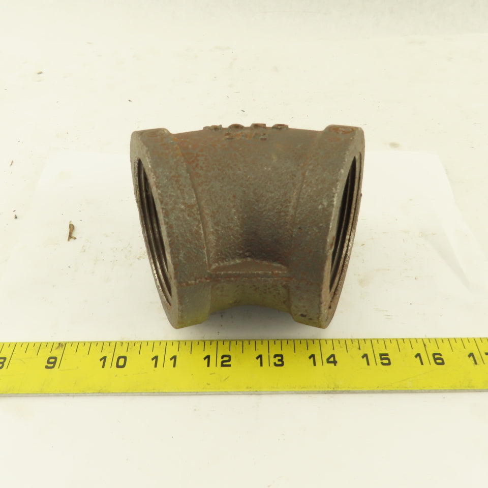 Ward 2-1/2" NPT Class 150 Malleable Iron 45° Elbow Black Pipe Fitting USA