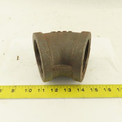 Ward 2-1/2" NPT Class 150 Malleable Iron 45° Elbow Black Pipe Fitting USA
