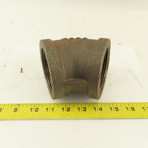 Ward 2-1/2" NPT Class 150 Malleable Iron 45° Elbow Black Pipe Fitting USA