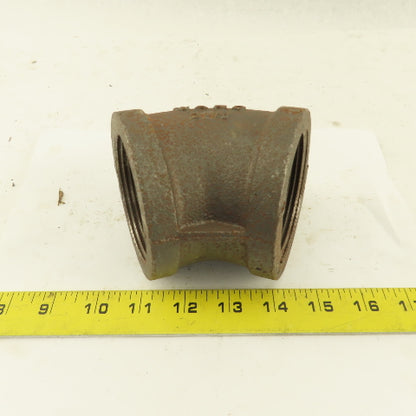 Ward 2-1/2" NPT Class 150 Malleable Iron 45° Elbow Black Pipe Fitting USA