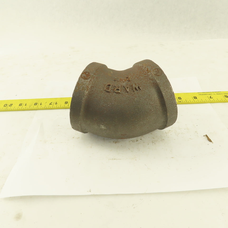 Ward 2-1/2" NPT Class 150 Malleable Iron 45° Elbow Black Pipe Fitting USA