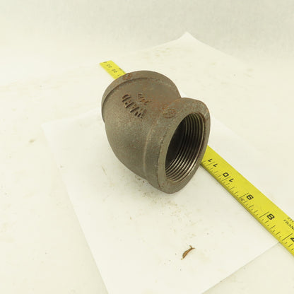 Ward 2-1/2" NPT Class 150 Malleable Iron 45° Elbow Black Pipe Fitting USA
