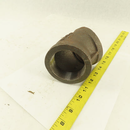 Ward 2-1/2" NPT Class 150 Malleable Iron 45° Elbow Black Pipe Fitting USA