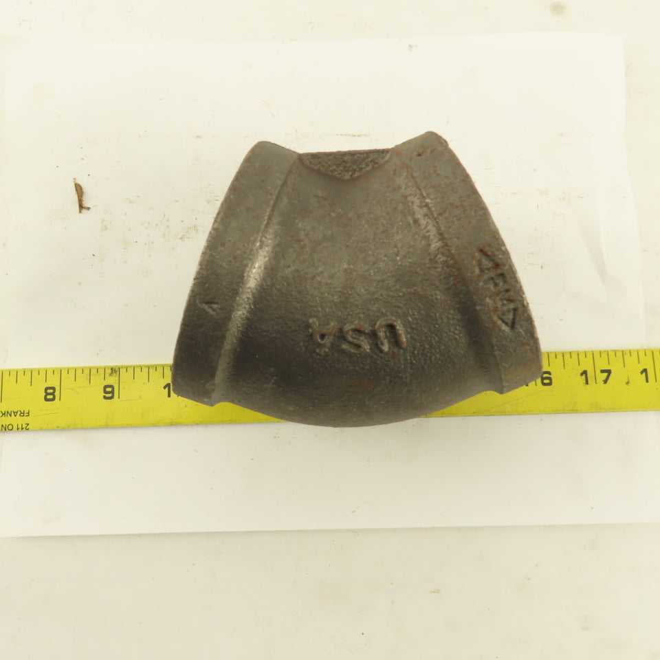 Ward 2-1/2" NPT Class 150 Malleable Iron 45° Elbow Black Pipe Fitting USA