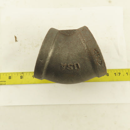 Ward 2-1/2" NPT Class 150 Malleable Iron 45° Elbow Black Pipe Fitting USA