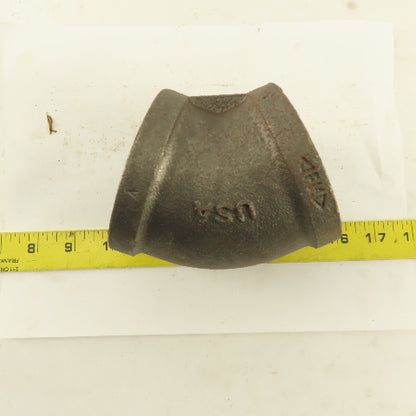 Ward 2-1/2" NPT Class 150 Malleable Iron 45° Elbow Black Pipe Fitting USA