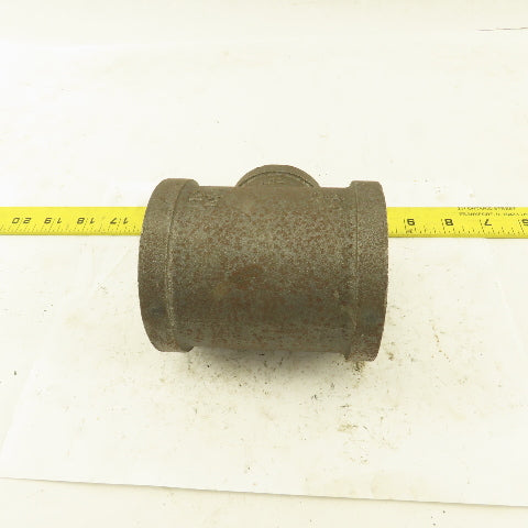 2-1/2"x2-1/2"x1-1/2" NPT Malleable Iron Reducing Tee Black Pipe Fitting