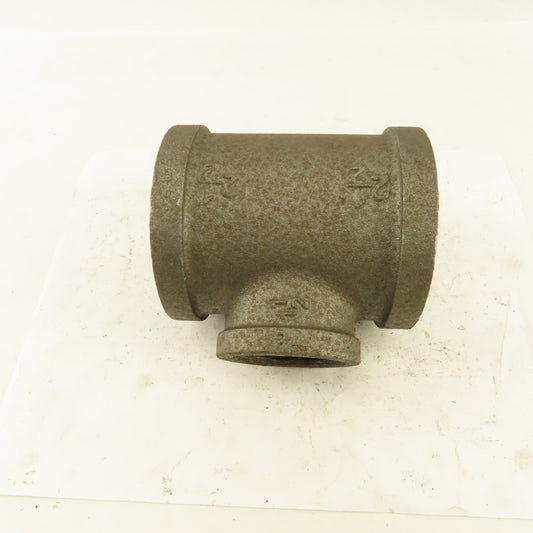 2-1/2"x2-1/2"x1-1/2" NPT Malleable Iron Reducing Tee Black Pipe Fitting