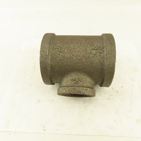 2-1/2"x2-1/2"x1-1/2" NPT Malleable Iron Reducing Tee Black Pipe Fitting
