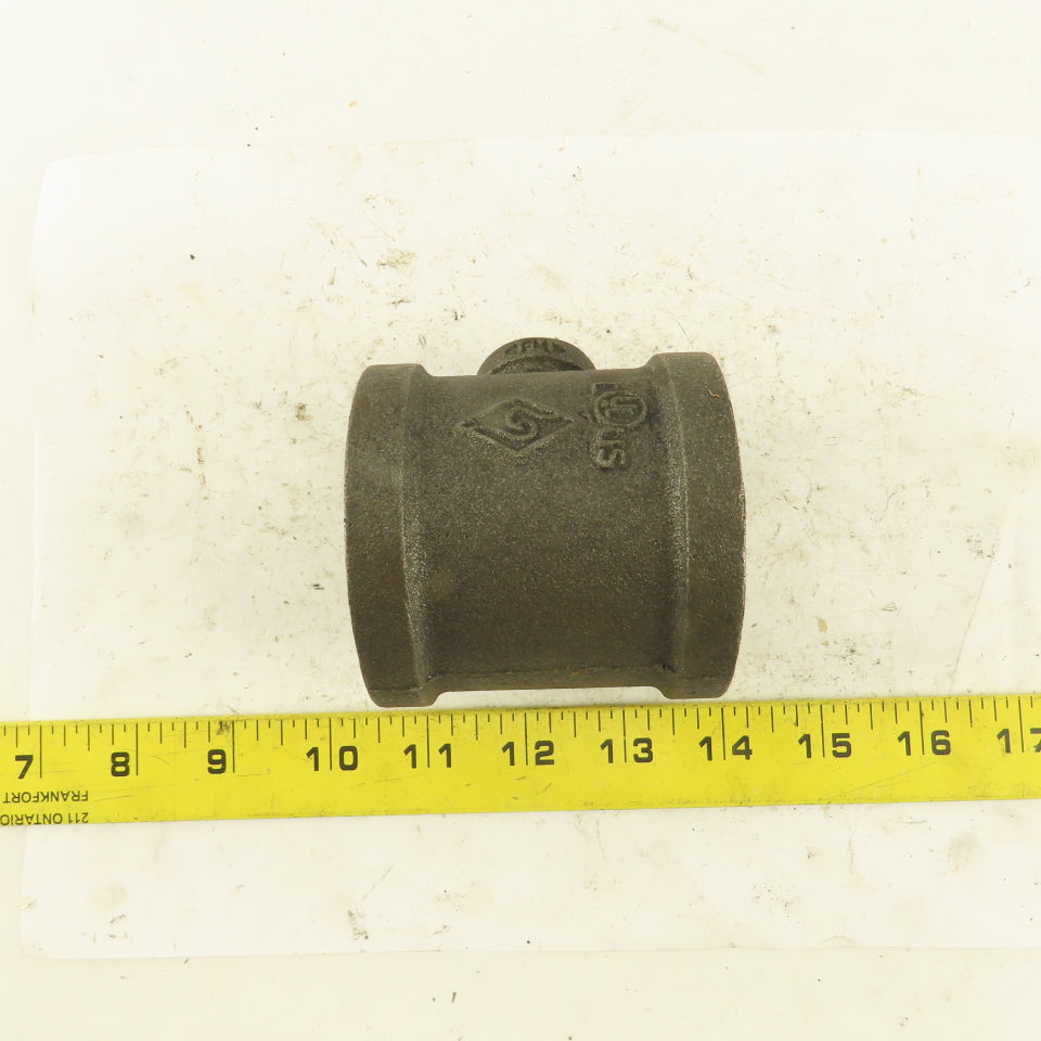 2"x2"x1/2" NPT Malleable Iron Reducing Tee Black Pipe Fitting