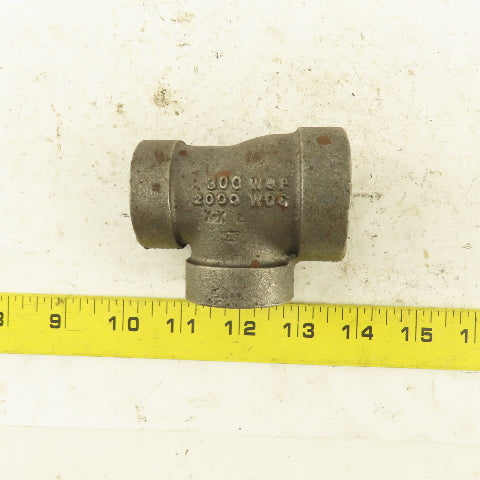 1"x3/4"x3/4" NPT 300 WSP 2000 WOG Malleable Iron Tee Black Pipe Fitting USA