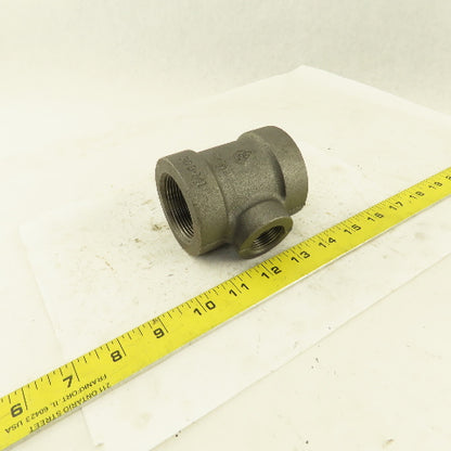 1-1/2"x1-1/2"x 3/4" NPT 300 Malleable Iron Reducing Tee Black Pipe Fitting