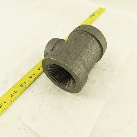 2"x2"x1-1/4" NPT 300 Malleable Iron Reducing Tee Black Pipe Fitting