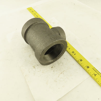 2"x2"x1-1/4" NPT 300 Malleable Iron Reducing Tee Black Pipe Fitting