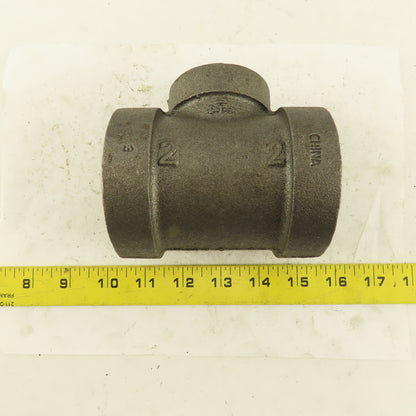2"x2"x1-1/4" NPT 300 Malleable Iron Reducing Tee Black Pipe Fitting