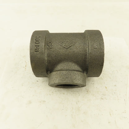 2"x2"x1-1/4" NPT 300 Malleable Iron Reducing Tee Black Pipe Fitting