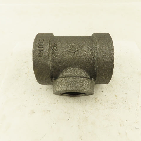 2"x2"x1-1/4" NPT 300 Malleable Iron Reducing Tee Black Pipe Fitting