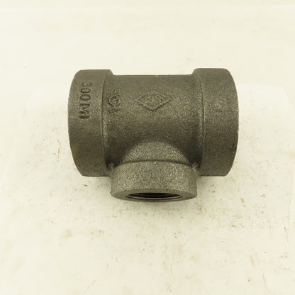 2"x2"x1-1/4" NPT 300 Malleable Iron Reducing Tee Black Pipe Fitting