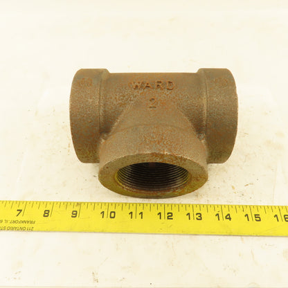 Ward 2"x2"x2" NPT 300 Malleable Iron Tee Black Pipe Fitting USA
