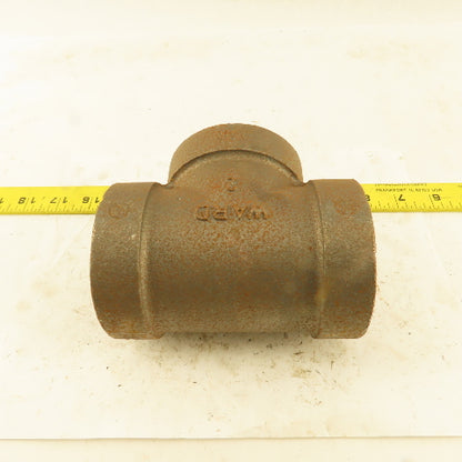 Ward 2"x2"x2" NPT 300 Malleable Iron Tee Black Pipe Fitting USA