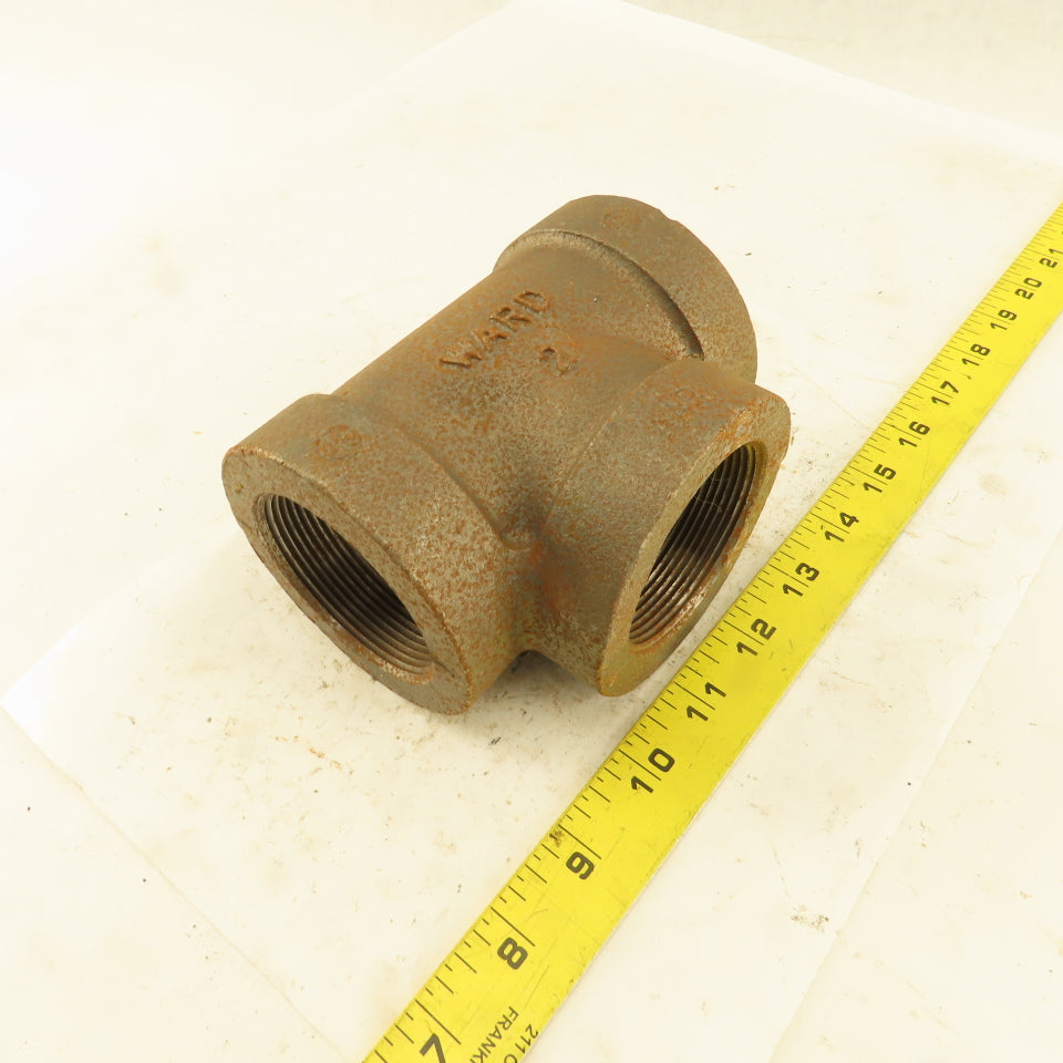 Ward 2"x2"x2" NPT 300 Malleable Iron Tee Black Pipe Fitting USA