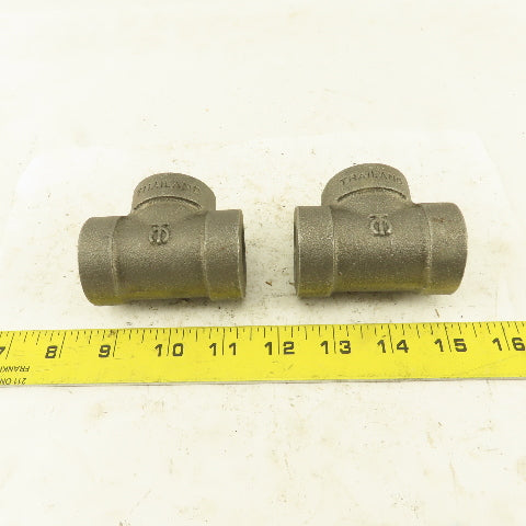 3/4"x3/4"x3/4" NPT 300 Malleable Iron Tee Black Pipe Fitting lot of 2