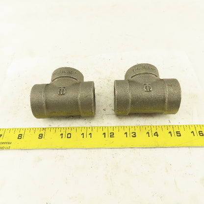 3/4"x3/4"x3/4" NPT 300 Malleable Iron Tee Black Pipe Fitting lot of 2