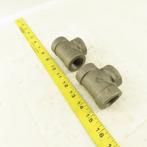 3/4"x3/4"x3/4" NPT 300 Malleable Iron Tee Black Pipe Fitting lot of 2