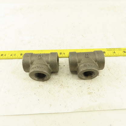3/4"x3/4"x3/4" NPT 300 Malleable Iron Tee Black Pipe Fitting lot of 2